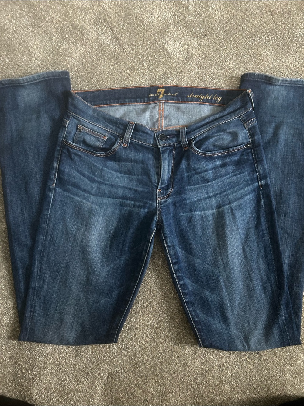 7 For All Mankind Women's Straight Leg Jeans - Indigo Blue Wash
